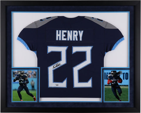 Derrick Henry Tennessee Titans Framed Autographed Navy Nike Elite Jersey
