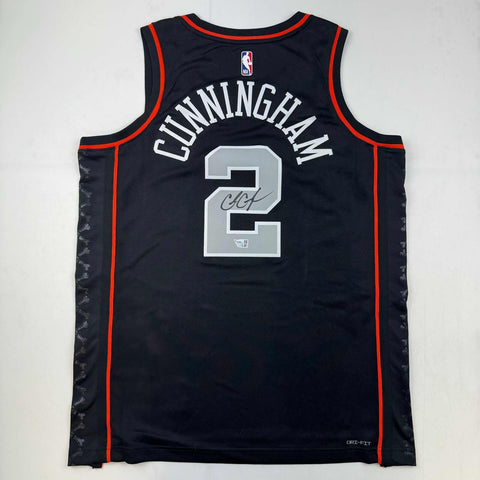 Autographed/Signed Cade Cunningham Pistons Black Authentic Jersey Fanatics COA