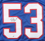 Darius Muasau Signed New York Giants Blue Home Jersey (JSA) Ex-UCLA Linebacker
