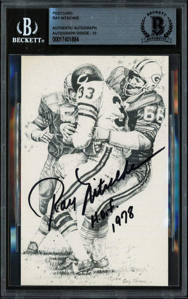 Ray Nitschke Autographed Postcard Packers Gem 10 Auto HOF 1978 Beckett #17401884