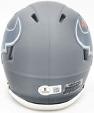 TANK DELL AUTOGRAPHED TEXANS SLATE GRAY SPEED MINI HELMET BECKETT QR 229521