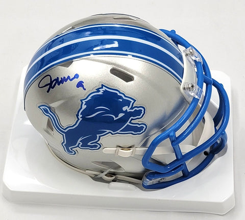 Jameson Williams Autographed Detroit Lions 2024 Mini Helmet Beckett Witnessed