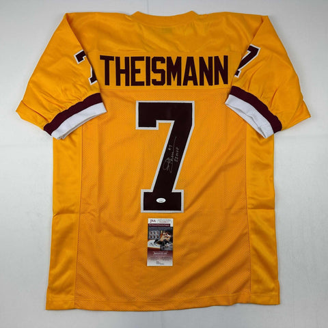 Autographed/Signed Joe Theismann MVP Washington Yellow Football Jersey JSA COA
