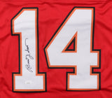 Brad Johnson Signed Tampa Bay Buccaneers Red Jersey (JSA) Super Bowl XXXVII Q.B.