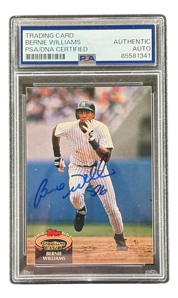 Bernie Williams Signed 1992 Topps Stadium Club #260 Yankees Trading Card PSA
