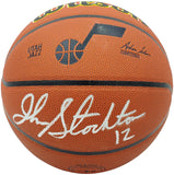 JOHN STOCKTON & KARL MALONE AUTOGRAPHED JAZZ LOGO BASKETBALL BECKETT 235782