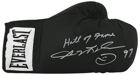Sugar Ray Leonard Signed Everlast Black Boxing Glove w/HOF'97 - (SCHWARTZ COA)