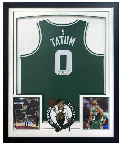 Jayson Tatum Autographed Custom Framed Boston Celtics Nike Green Jersey Fanatics
