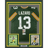 FRAMED Autographed/Signed ALLEN LAZARD 33x42 Green Football Jersey JSA COA