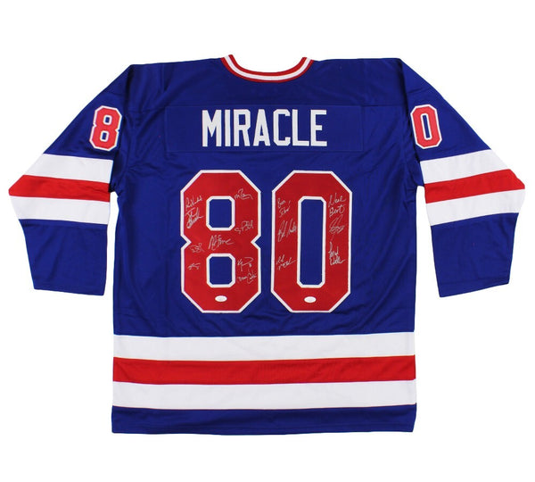 Multi-Signed 1980 USA Custom Blue Miracle On Ice Jersey with 15 Signatures