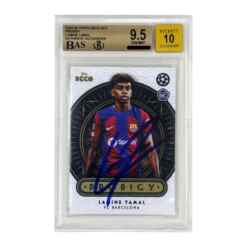 Lamine Yamal Signed 2023-24 Topps Deco UCC Prodigy Rookie - BGS 9.5 Autograph 10
