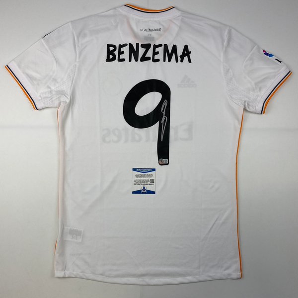 Autographed/Signed Karim Benzema Real Madrid White Jersey Beckett BAS COA