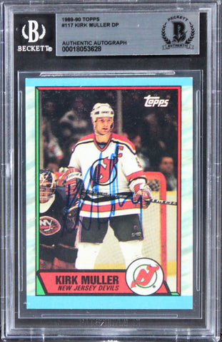 Devils Kirk Muller Authentic Signed 1989 Topps #117 Card BAS Slabbed