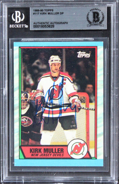 Devils Kirk Muller Authentic Signed 1989 Topps #117 Card BAS Slabbed