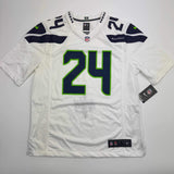 Autographed/Signed Marshawn Lynch Seattle Seahawks White Jersey Fanatics COA