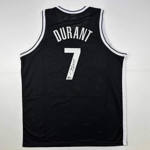 Autographed/Signed Kevin Durant Brooklyn Black Basketball Jersey Beckett BAS COA
