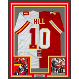 Framed Autographed/Signed Tyreek Hill 33x42 Split Red/White Jersey JSA COA