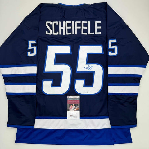 Autographed/Signed Mark Scheifele Winnipeg Blue Hockey Jersey JSA COA