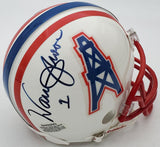 Warren Moon Signed Houston Oilers Mini Helmet (Schwartz) 9xPro Bowl Quarterback