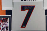 John Elway Autographed Pro Style White XL Framed Jersey 35x43 Beckett 51214