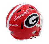 Buck Belue and Lindsay Scott Signed Georgia Bulldogs Speed Full Size NCAA Helmet