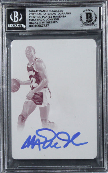 Lakers Magic Johnson Signed 2016 Panini Flawless #VMJ #1/1 Card Auto 10 BAS Slab
