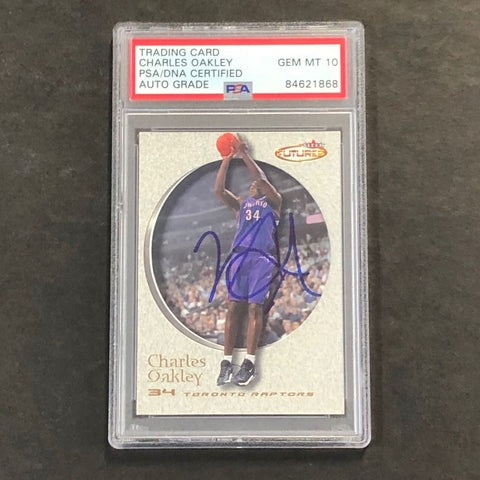 2000-01 Fleer Future #104 Charles Oakley Signed Card AUTO 10 PSA Slabbed Raptors