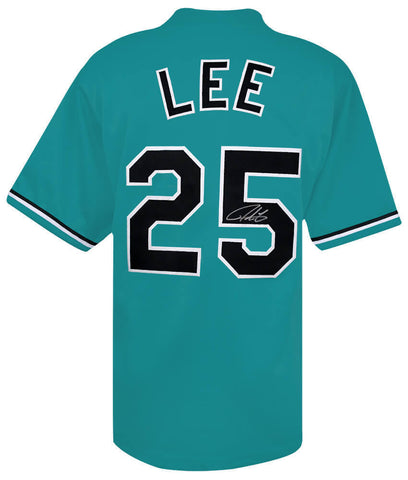 Derrek Lee (MARLINS) Signed Teal Custom Baseball Jersey - (SCHWARTZ COA)