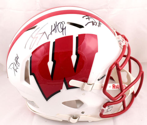 Derek TJ JJ Watt Signed Wisconsin F/S Speed Authentic Helmet-Beckett W Hologram