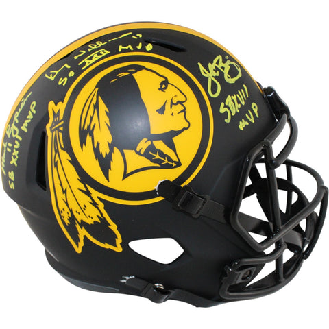 Williams Rypien Riggins Signed Washington Redskins F/S Eclipse Helmet BAS 51888