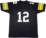 STEELERS TERRY BRADSHAW AUTOGRAPHED SIGNED BLACK JERSEY BECKETT WITNESS 232814