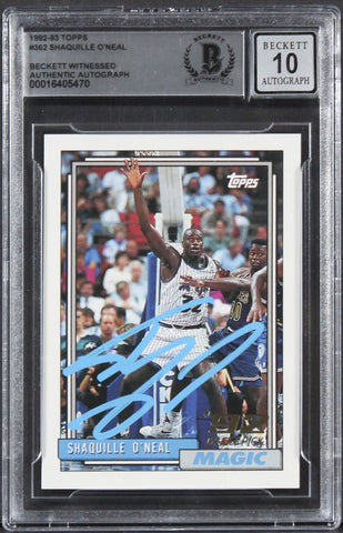 Magic Shaquille O'Neal Signed 1992 Topps #362 Rookie Card Auto 10! BAS Slabbed 2