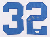 Christian Laettner Signed Duke Blue Devils 35"x 43" Framed Stat Jersey (JSA COA)