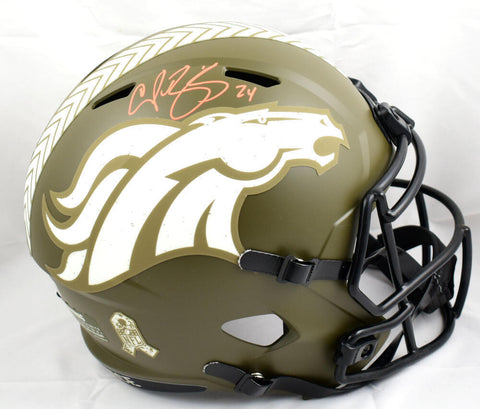 Champ Bailey Signed Broncos F/S Salute to Service Speed Helmet- Beckett W Holo