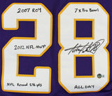 Adrian Peterson "Career Stat" Signed Purple Pro Style Jersey BAS Witnessed