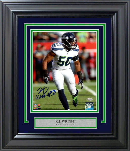 K.J. KJ WRIGHT AUTOGRAPHED FRAMED 8X10 PHOTO SEATTLE SEAHAWKS MCS HOLO 200397