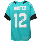 Travis Hunter Autographed/Signed Pro Style Teal XL Jersey Beckett Witness 51421