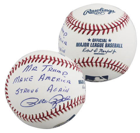 Pete Rose "Mr Trump Make America Strong Again" Signed OML Baseball BAS #BV01137