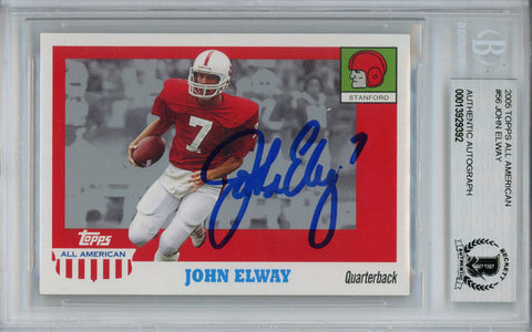 John Elway Signed 2005 Topps All American #56 Trading Card Beckett Slab 37645