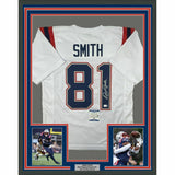 FRAMED Autographed/Signed JONNU SMITH 33x42 White Football Jersey Beckett COA