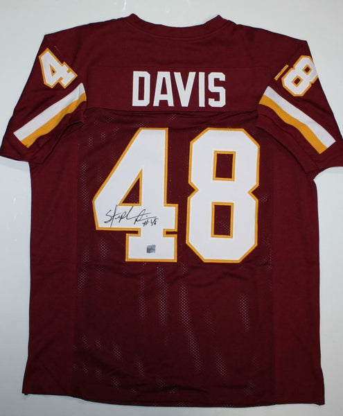 Stephen Davis Autographed Maroon Pro Style Jersey- Jersey Source Auth