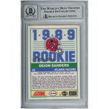Deion Sanders Signed 1999 Score #246 10 yr anniv Slab Trading Card Beckett 53344