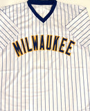 Brewers PAUL MOLITOR Signed Custom Replica PINSTRIPE Jersey AUTO w/ HOF 04 - BAS