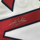 FRAMED Autographed/Signed KEVIN YOUKILIS 33x42 Boston White Jersey JSA COA Auto
