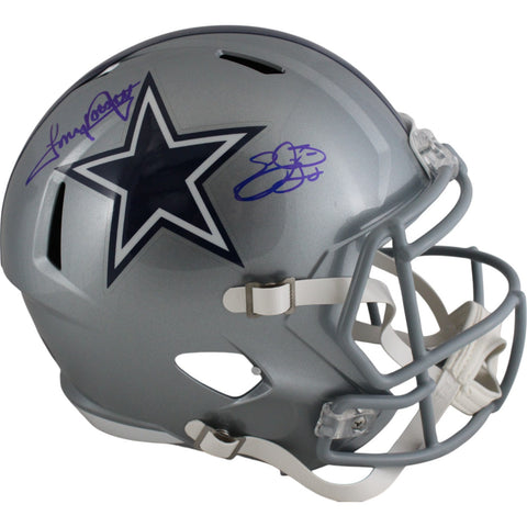 Emmitt Smith Tony Dorsett Autographed Dallas Cowboys F/S Helmet Beckett 49594