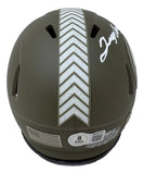 Terry Bradshaw Signed In White Steelers Salute To Service Mini Speed Helmet BAS