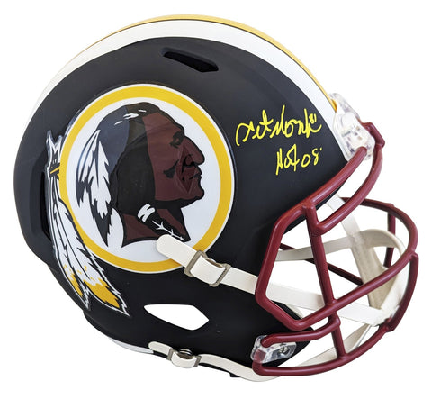 Art Monk "HOF 08" Signed Flat Black Full Size Speed Rep Helmet BAS Witnessed