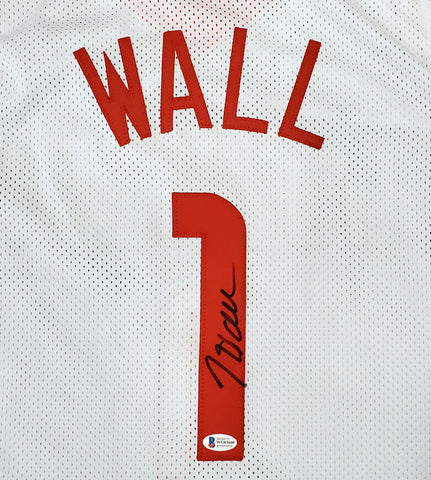 HOUSTON ROCKETS JOHN WALL AUTOGRAPHED WHITE JERSEY BECKETT BAS STOCK #189807