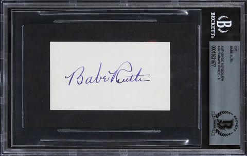 Yankees Babe Ruth Authentic Signed 2x3.5 Cut Signature Auto Mint 9! BAS Slabbed