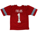 Justin Fields Signed Ohio Custom Red Jersey
